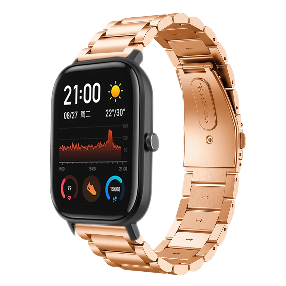 Для Amazfit GTS ремешок из нержавеющей стали браслет для Huami Amazfit Bip Correa/для Amazfit GTR 42 мм металлический ремешок 20 мм
