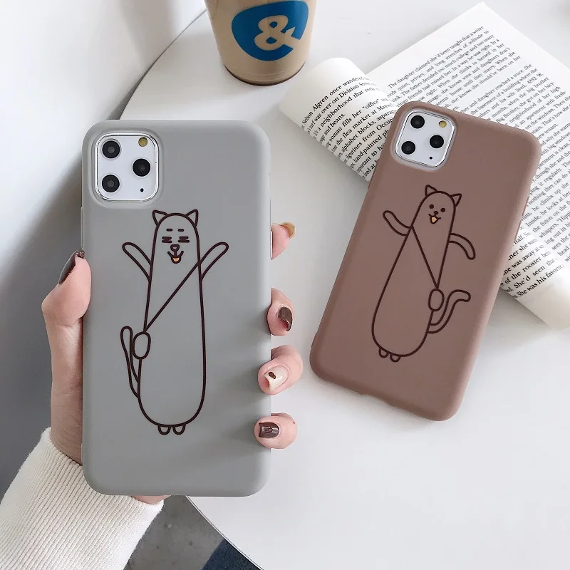 Cute stretch line bear phone case for iPhone 6 7 8Plus XR XS MAX 11Pro 11Promax TPU soft silicone back cover |