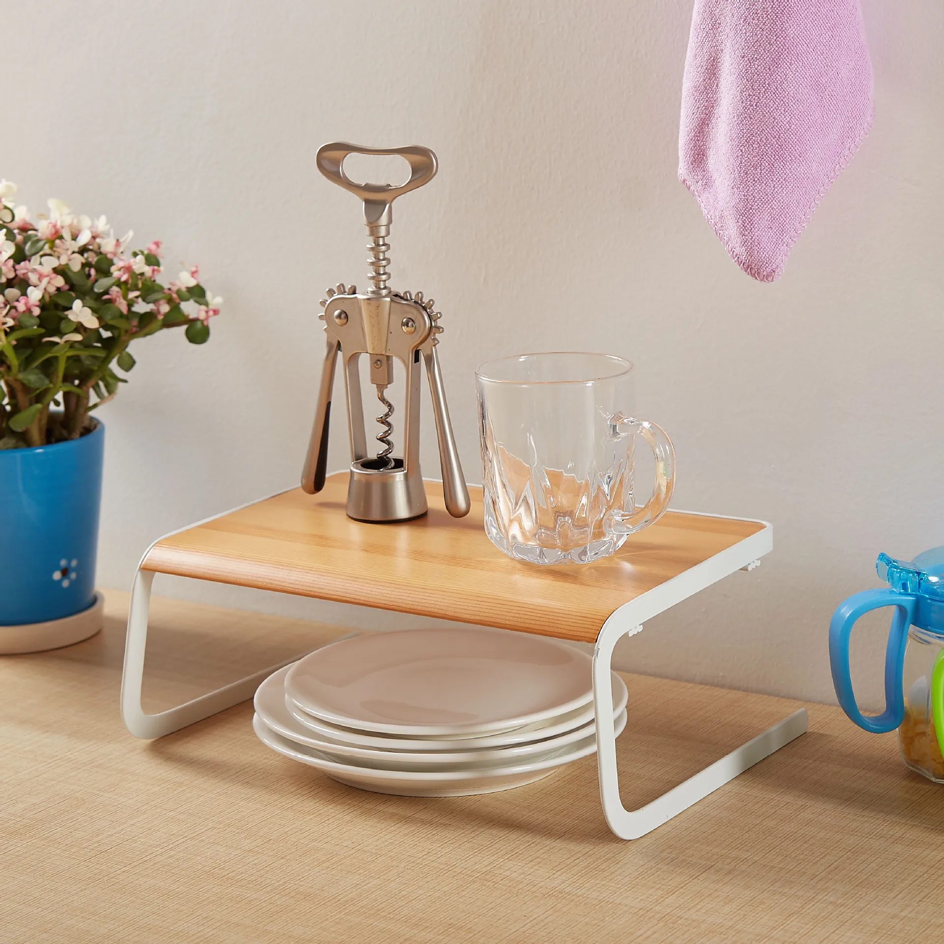 

Wholesale Japanese Style Wood Small Table Board Dish Rack Hipster White Baking Varnish Steel Multi-functional Tableware Tray