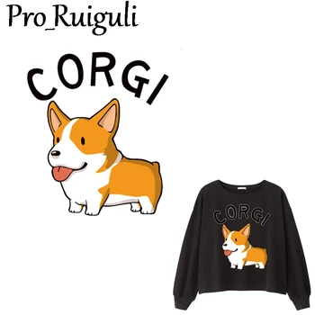 

10pcs Husky corgi Samoyed dog Iron-On Heat Transfers Cartoon Ironing Stickers Stripe On Clothes Iron On Patches For T-shirt