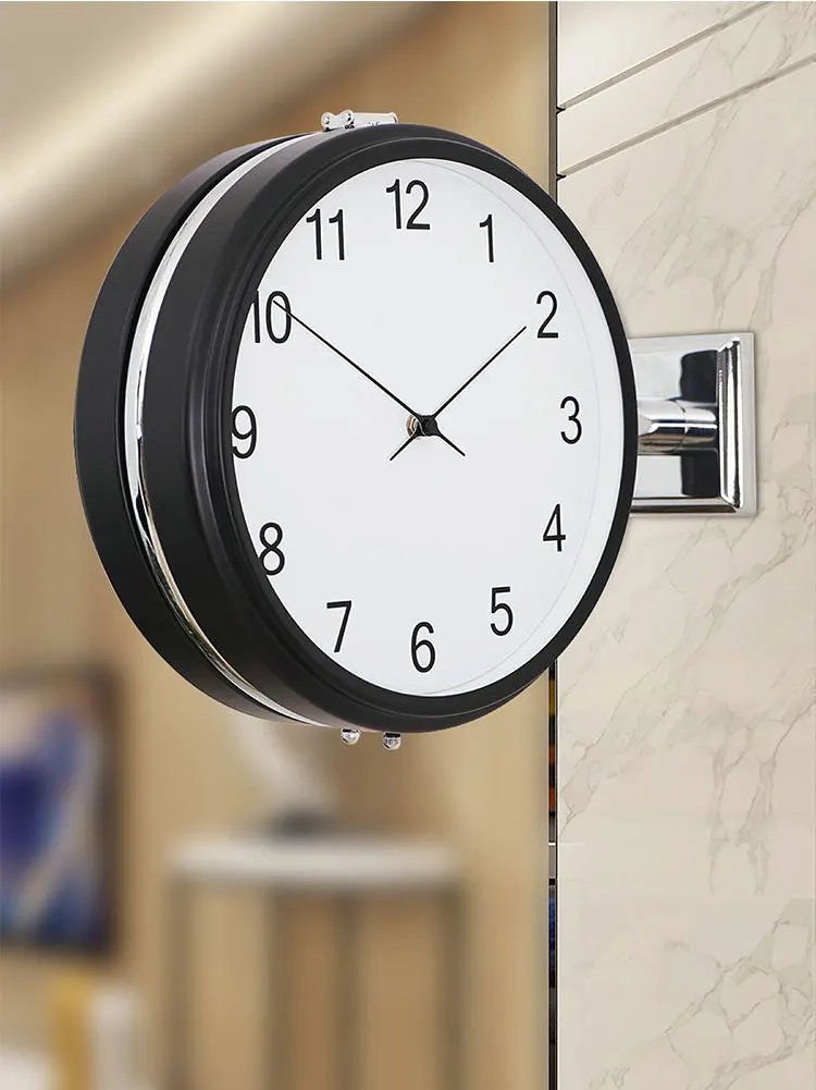 Large Silent Double Sided Metal Wall Clock C  