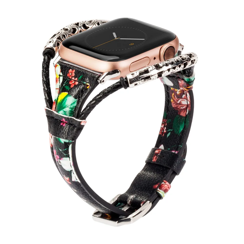 BkRed Старинный ремешок для Apple Watch Band кожаный 38 мм 44 мм 40 мм 42 мм сменный ремешок из натуральной кожи для iwatch 5/4/3/2/1 - Цвет ремешка: BkRed