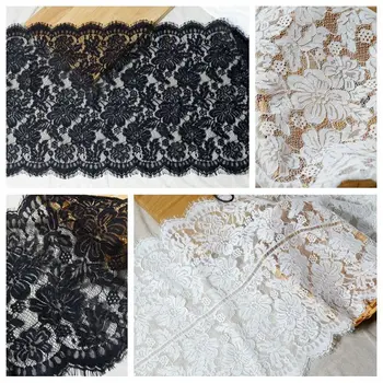 

All flowers lace party dress girls lace, high quality cord lace fabric lace trim border lace 2020 NEW, black off white in stock