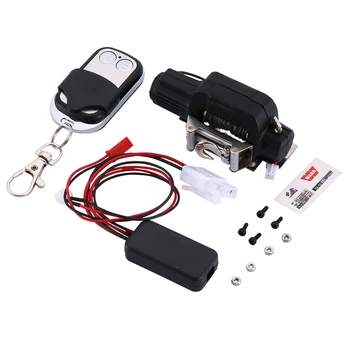 

1set Single Motor Winch Simulated Metal Winch With Remote Controller For 1/10 Trax-4 D90 SCX10 RC Car - Black Red