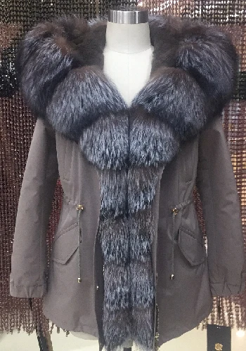 camel 12 M12 Женские зимние длинные парки пальто куртка воротник из лисьего меха съемная подкладка из меха кролика с капюшоном черный D28 - Цвет: camel 12 M12
