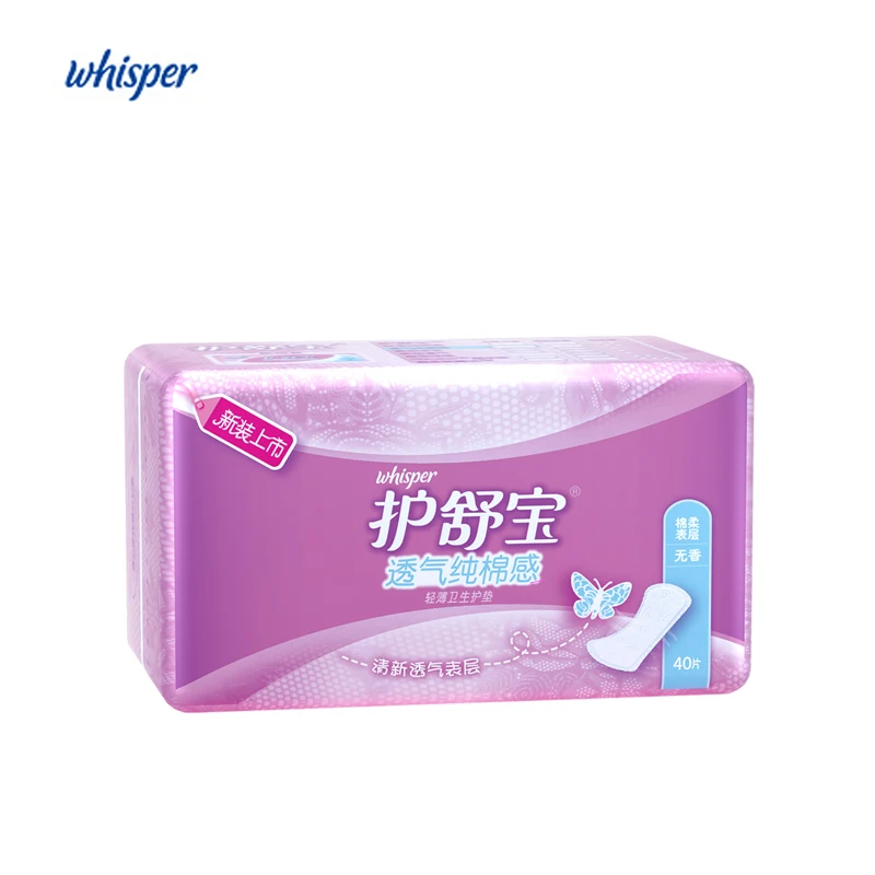 Whisper Soft Cotton Pantiliners Ultra Thin Women Daily Use Pads Panty Liners 40 Pads/pack