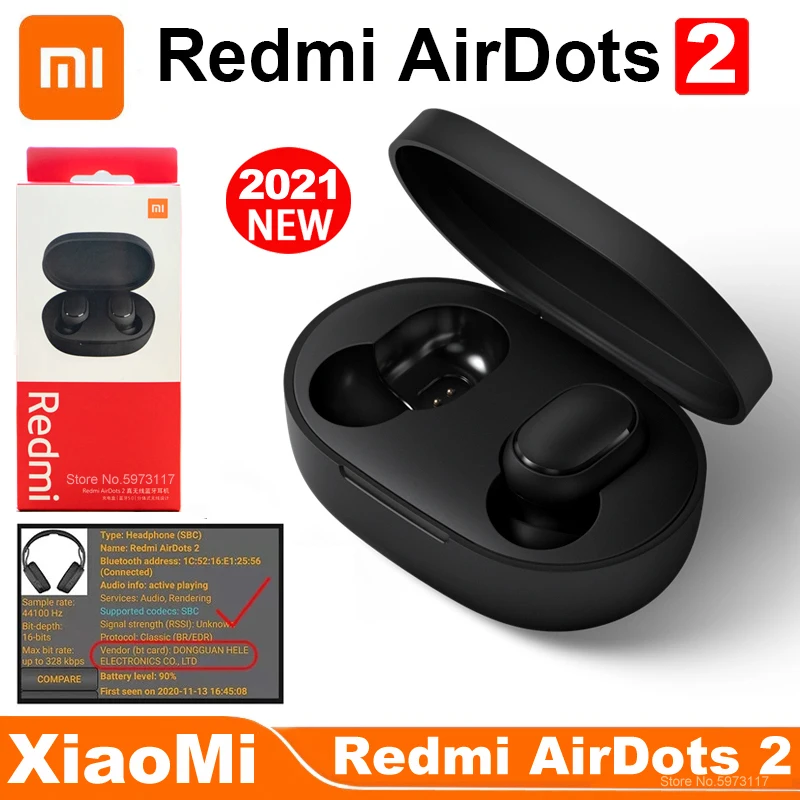 TWS-наушники Xiaomi Redmi Airdots 2 оригинальные беспроводные Bluetooth-наушники стереонаушники