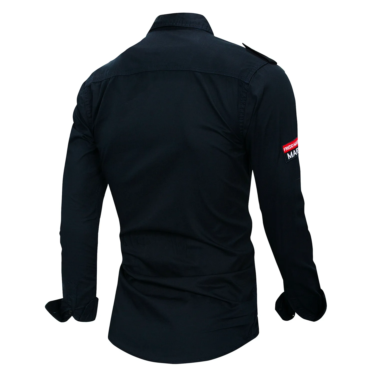 Новая хлопковая рубашка в стиле милитари для мужчин с длинным рукавом Повседневная рубашка мужские карго Рабочие Рубашки с вышивкой
