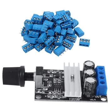 

PWM DC Motor Speed Controller Module Switch Control with 50 Pcs KF301-2P 5.08mm 2 Pin Terminal Screw Terminal Connector