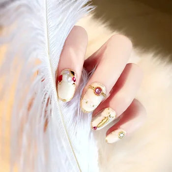 

Bride 24 sheet/set Fake False Nail Tip Feather Diamond Glue Manicure Makeup New Design Photo Therapy Art Nail Stickers L35