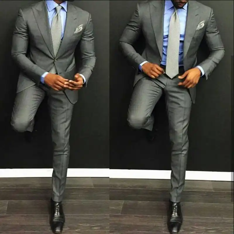 2020 Trajes De Hombre Smoking Gris Novio Trajes De Boda Para Hombres Slim Fit Esmoquin Personalizado Graduacion Blazer Terno Masculino 2 Piezas Chaqueta Pantalon Aliexpress