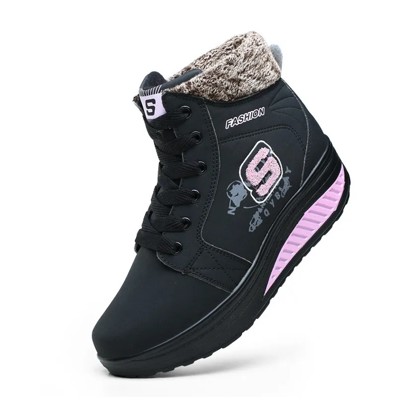 Winter Women Fashion Sneakers Warm Plush Snow Boots Women Platform Shoes Waterproof Leather Ankle Boots Botas Mujer XU139