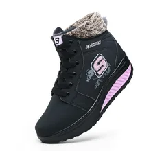 Winter Women Fashion Sneakers Warm Plush Snow Boots Women Platform Shoes Waterproof Leather Ankle Boots Botas Mujer XU139