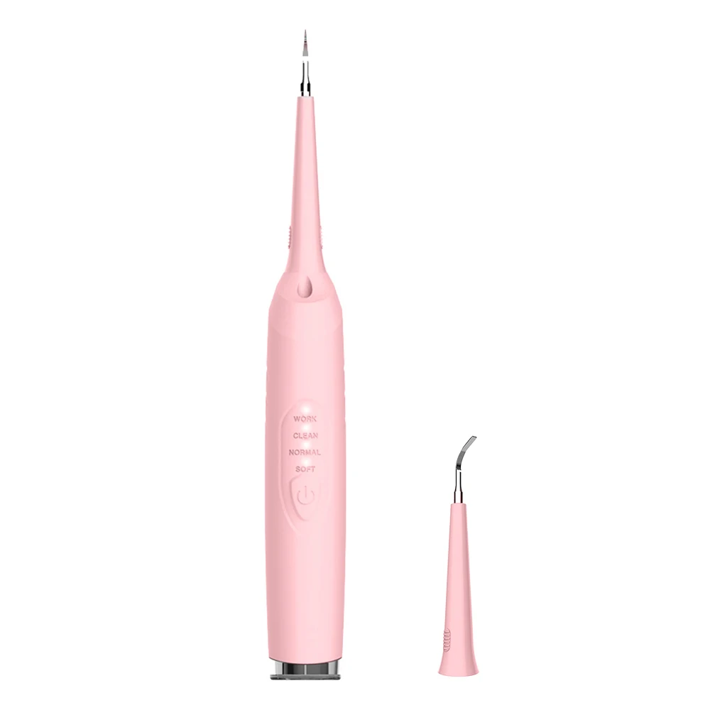 Электрический инструмент для удаления зубных камней от зубных пятен зубной камень скребок электрический инструмент для чистки зубов светодиодный светильник портативная гигиена полости рта - Цвет: Розовый