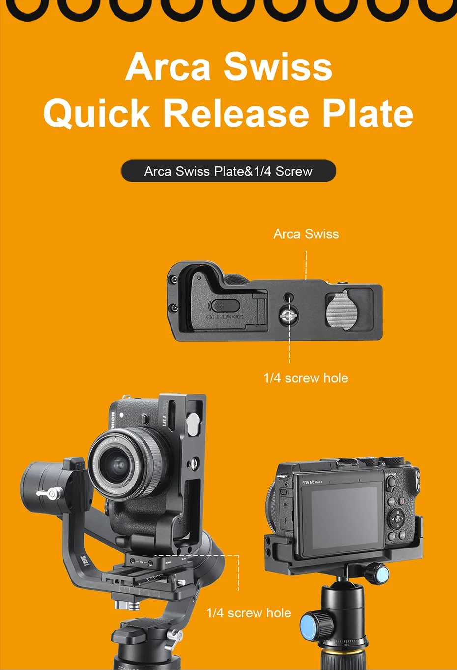 UURig R029 микрофон L Пластина для Canon M6 Mark II металлическая пластина быстрого крепления Холодный башмак 1/4 винт