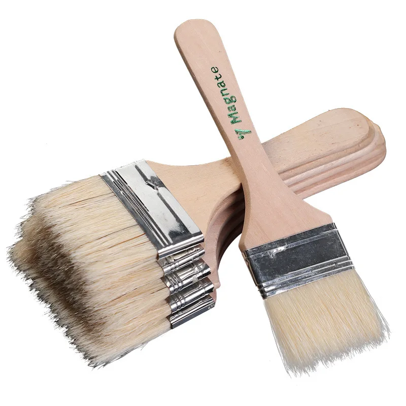Art Paint Brush 12Pcs/Set Watercolor oil Pig Bristle Easy To Clean wooden BBQ scrubbing