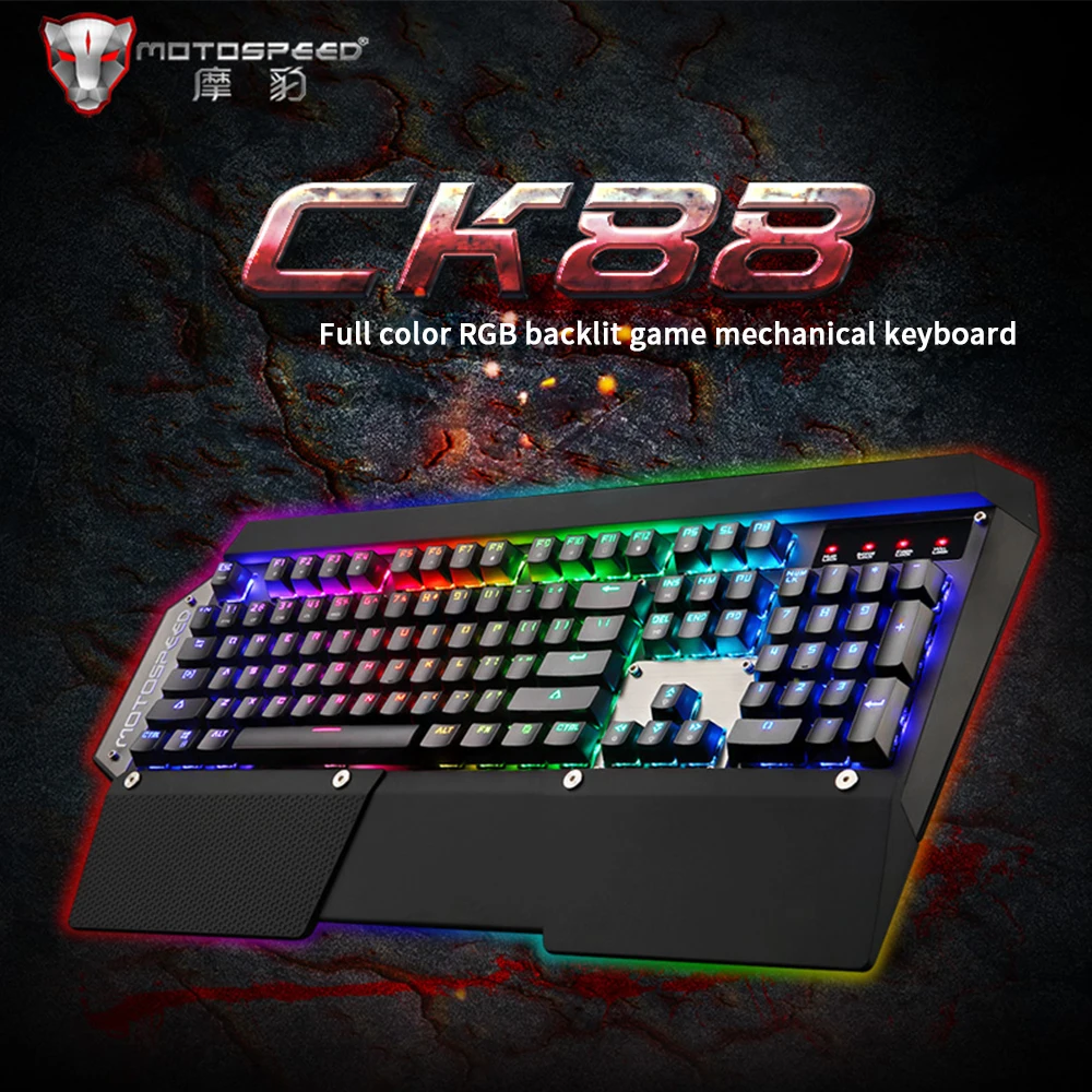 Черная зеленая ось Leopard CK88 полноцветная RGB подсветка игра выделенная настоящая механическая клавиатура E-sports зеленая ось