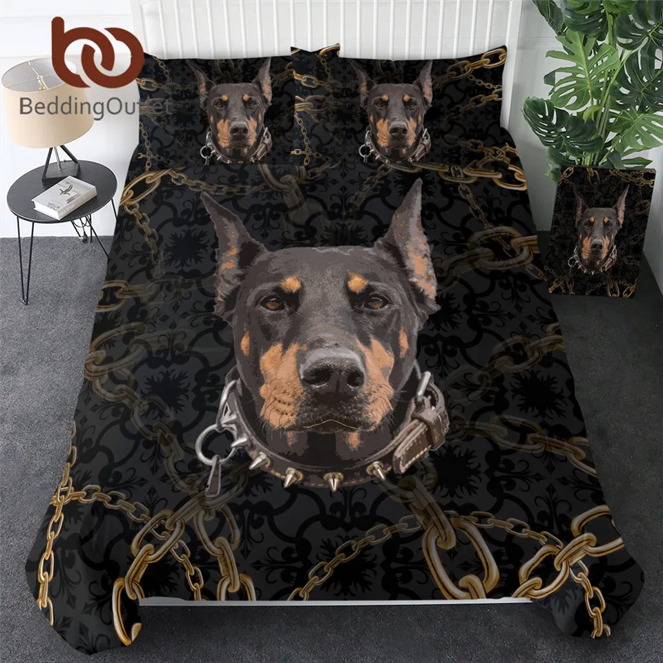 Комплект постельного белья Doberman набор с цепочкой и 3D принтом детский