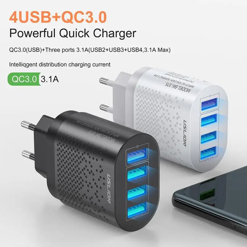 EU/US разъем USB зарядное устройство 3A Quik зарядка мобильный телефон для iPhone Samsung Xiaomi