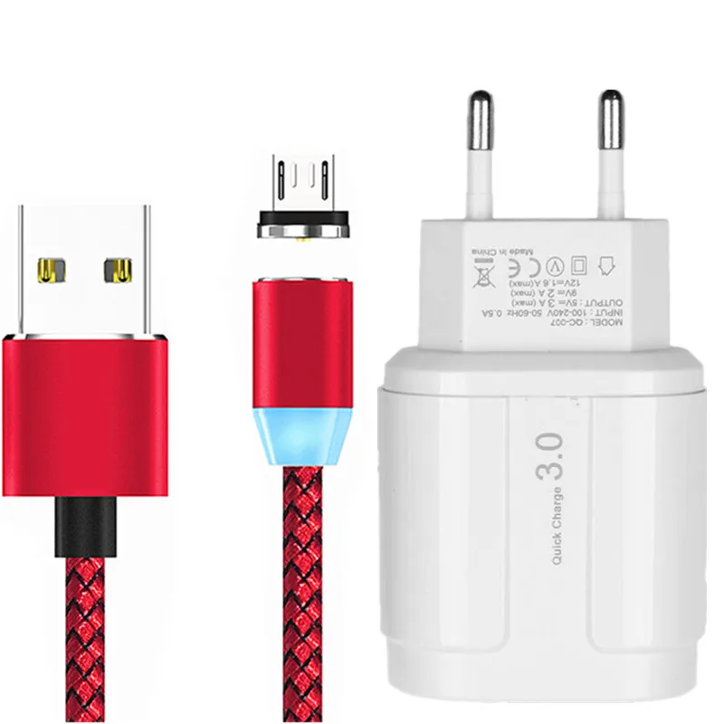 Зарядное устройство QC 3 0 USB Магнитный зарядный кабель Micro usb для Samsung Galaxy J5 J3 J7 Prime 2017