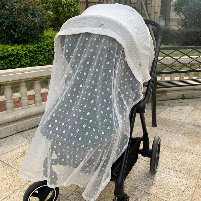 

D7WF Baby Stroller Cover Breathable Mesh Mosquitoes Net Gauze Sunshade Windshield Sunscreen Curtain