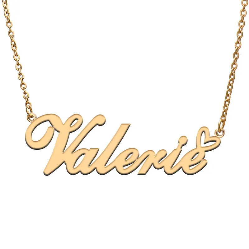 

Valerie Love Heart Name Necklace Personalized Gold Plated Stainless Steel Collar for Women Girls Friends Birthday Wedding Gift
