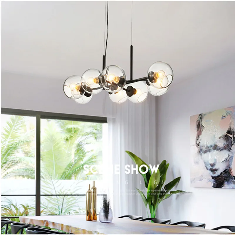  Nordic Concise Glass Ball Pendant Lights Creative Molecule Italy Designer Living Room Kitchen Bar H - 32887467665