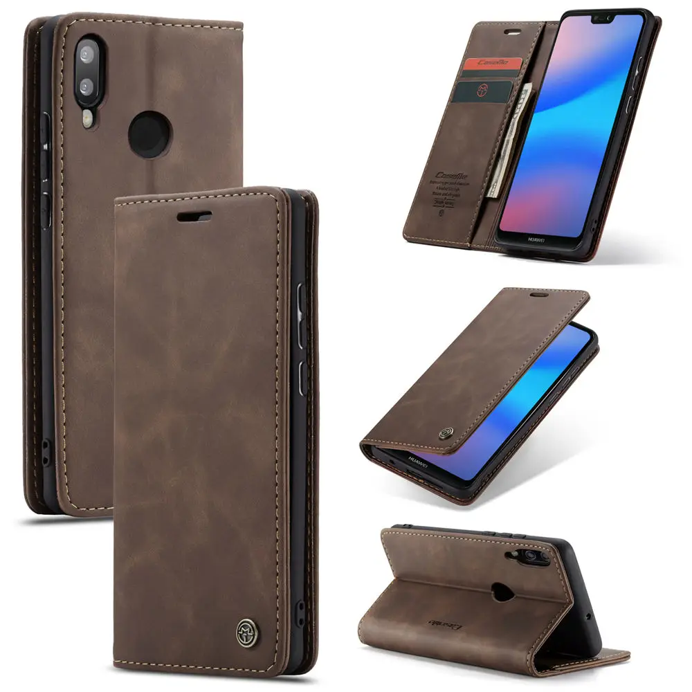 

Для Huawei P20 Lite кожаный магнитный кошелек откидная крышка слоты для карт подставка противоударный полный защитный чехол для Huawei P20 Lite
