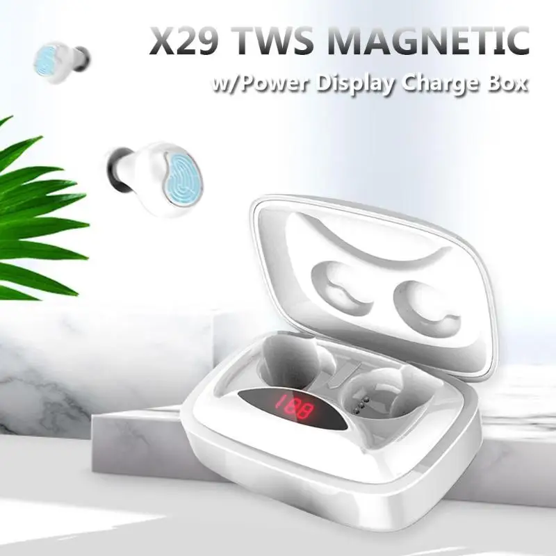 X29 TWS bluetooth 5,0 наушники, мини беспроводные наушники с 2000 мАч зарядным устройством, шумоподавляющая Спортивная гарнитура