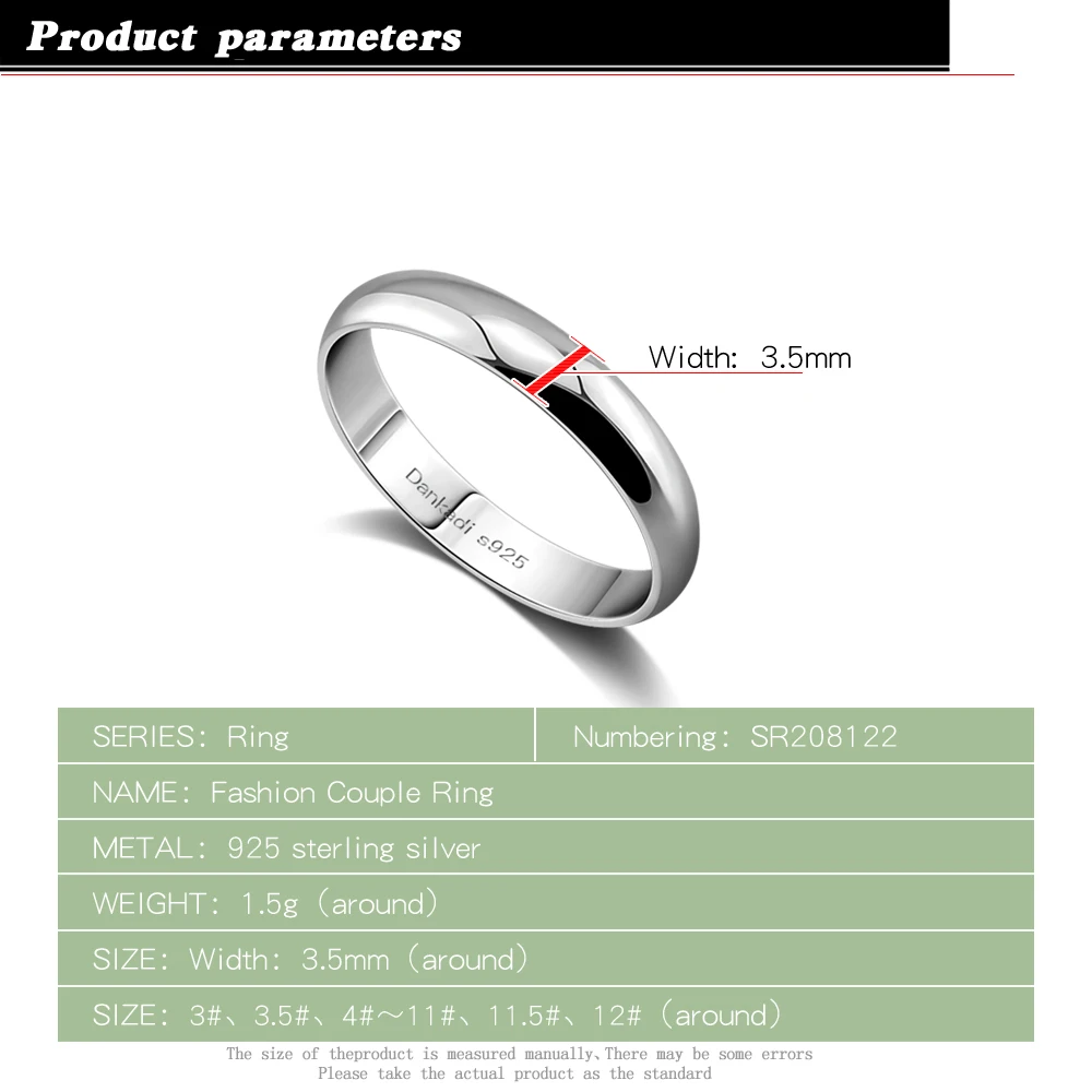 кольцо женская Fashion Couple Ring 925 Sterling Silver Smooth Design Ring Simple Silver Anniversary Gifts Popular Argent Jewelry