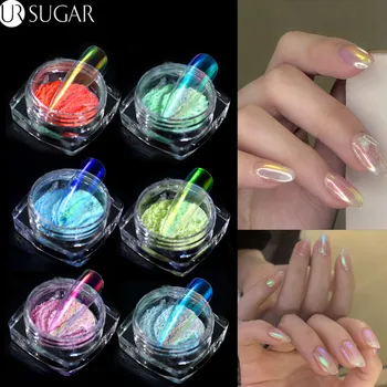 

Ice Transparent Pearly Mirror Nail Glitter Powder Laser Glitters 0.2g Pigment Dust Powder Nail Art Decorations 6 Colors
