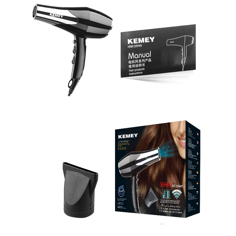 Kemei 3000 Watt Full Size Pro Hair Dryer Professional Salon Blow Dryer with Concentrator Nozzle Attachments 3 Speeds fast Dry 5