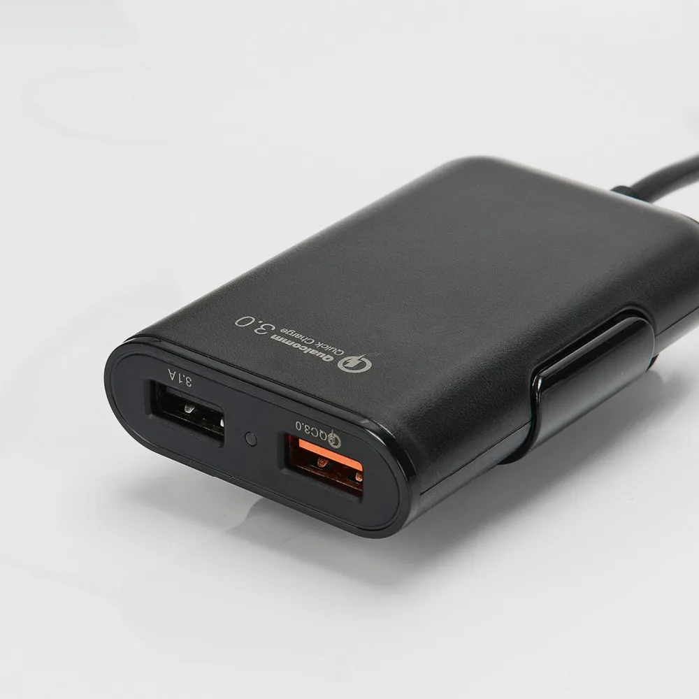4 USB Автомобильное зарядное устройство с кабелем 1,7 м 3,0 Автомобильное быстрое зарядное устройство четыре задних зажима USB заднее автомобильное зарядное устройство для планшета смартфона iPhone адаптер
