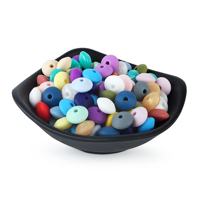 베이비 실리콘 비즈 12mm 렌즈 콩 비즈는 어린이들을 위한 식품 등급의 DIY 젖꼭지 클립 목걸이로 사용할 수 있는 장난감 제품 액세서리입니다.