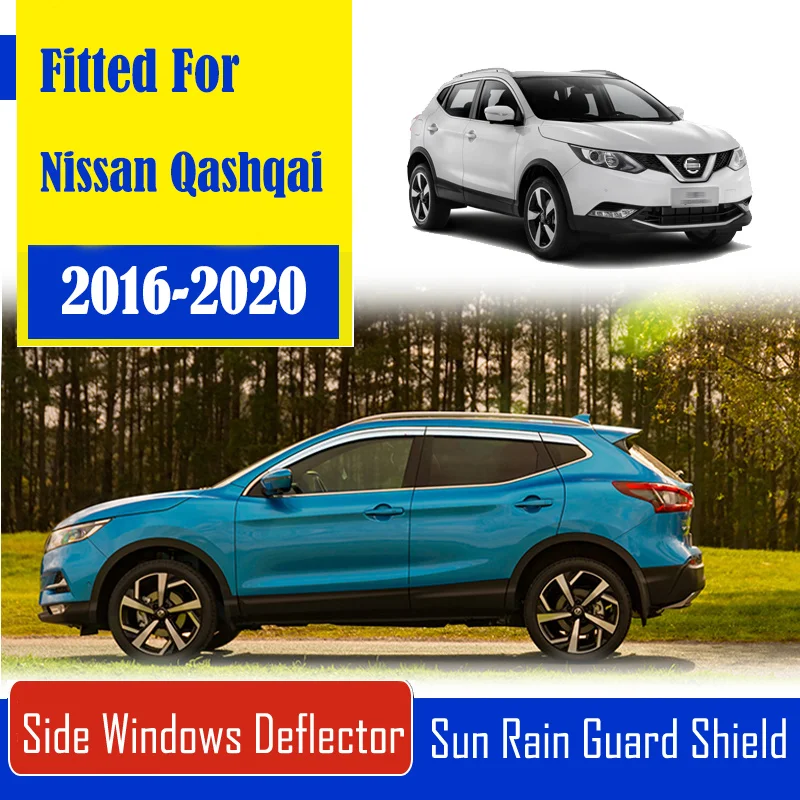 

1 Set Chrome Side Vent Sun Shade Window Visors Rain Guard Deflectors For Nissan Qashqai 2016-2020