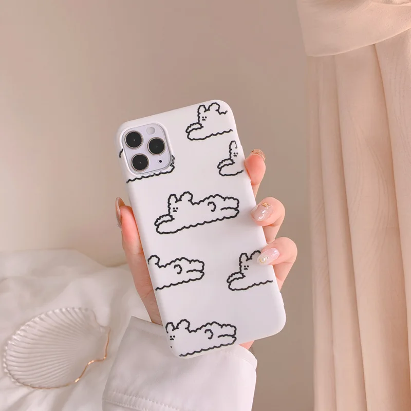 

Retro kawaii plush rabbit cute Phone Case For iPhone 11 Pro Max XR Xs Max X case silicone cover For coque iPhone 7 8 Plus case