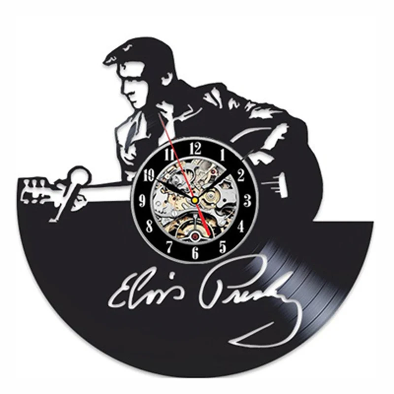 Elvis виниловые настенные часы современный дизайн 3D Декоративные Король рок настенные часы настенные домашние декоративные часы бесшумные