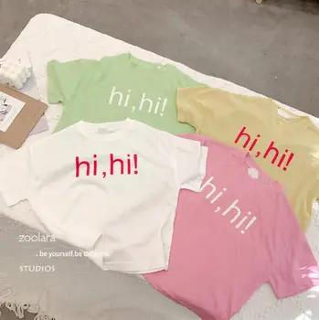 

2020 new girls boys t-shirt cotton short sleeve fashion summer kids top 3-8t HO438