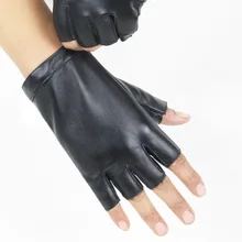 

2021NEW Fashion Female Thin Breathable PU Leather Punk Hip-hop Dance Gloves Women Half Finger Driving Gloves Nightclub Show