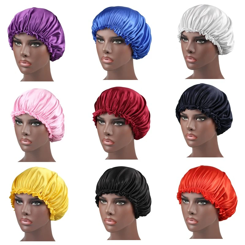 Women Silk Bonnet Beanie Hat Soft Stretchy Band Turban Hat Hair Cover Silk Sleeping Cap Bonnet for Women