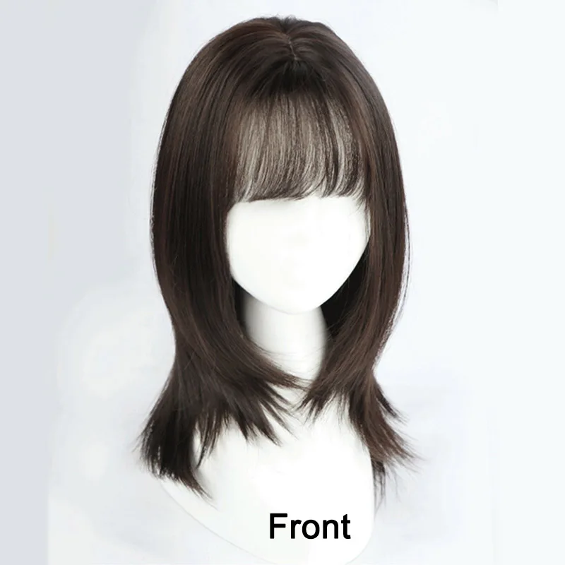 DIANQI-Peluca de fibra sintética resistente al calor para mujer, cabello corto de Bob negro con flequillo de aire para fiesta de Cosplay