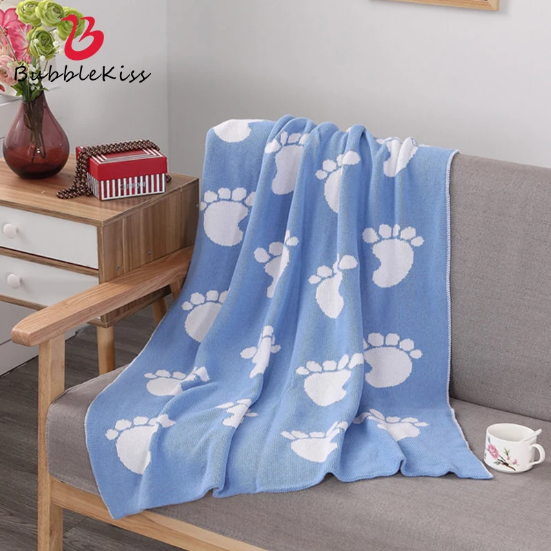 

Bubble Kiss Knitting Blanket Cute Foot Pattern Home Living Room Nap Air Conditioning Blankets Outdoor Portable Travel Blanket