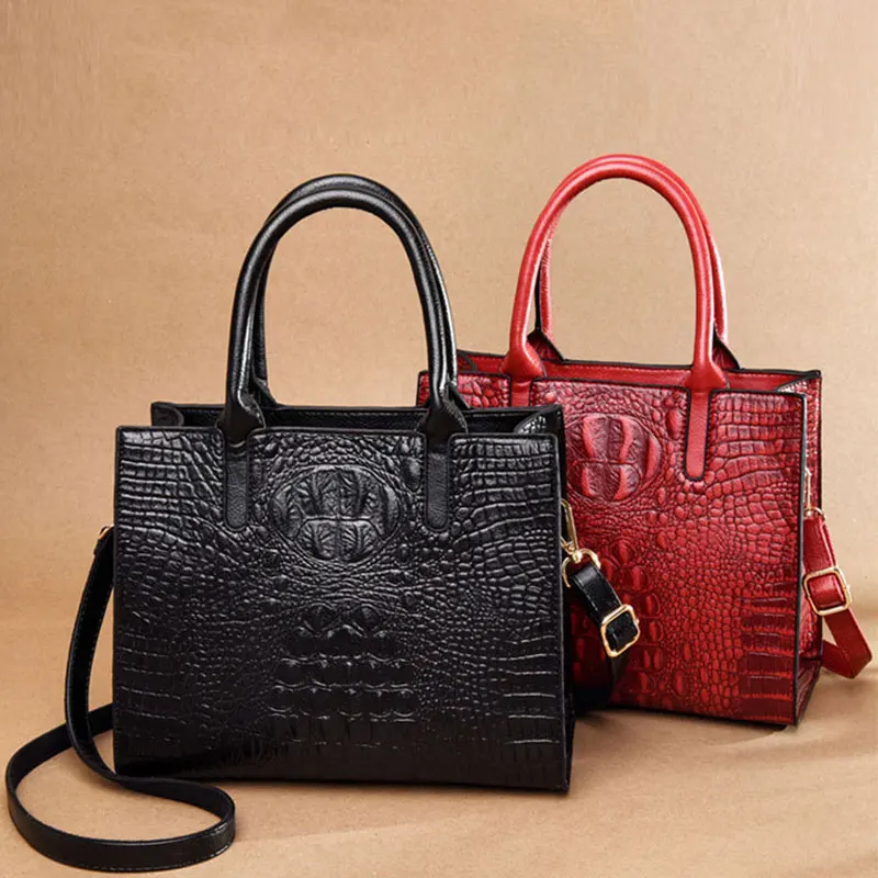 

Retro Crocodile Pattern Leather Crossbody Bags For Women Large Capacity Pu Women Handbags Solid Purses Ladies Totes Shoulder Bag