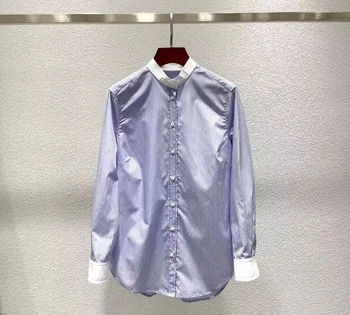 

2020 New Autumn and Winter Women's Cotton Casual Simple and Versatile striped Shirt High Quality blouse
