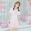 Sakura light pink Japanese school uniform skirt JK uniform Class uniforms Sailor suit College wind Suit Female Students uniforms 4