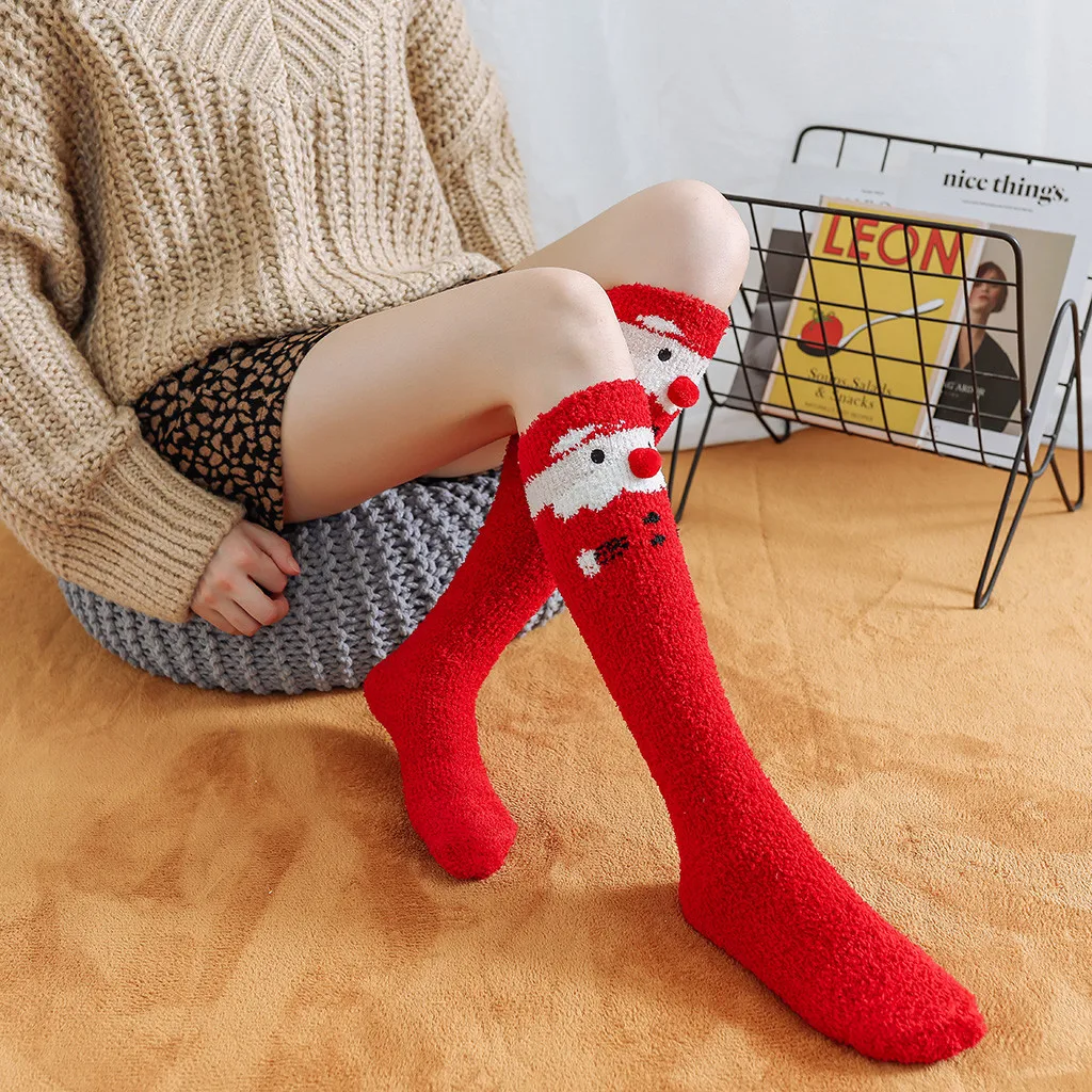 5 пар, унисекс, женские и мужские рождественские носки с принтом Санта Клауса, Мультяшные повседневные носки, женские толстые теплые носки sokken