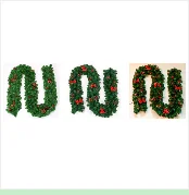 2.7M Christmas Garland Fireplace Stairs Gold Baubles Flowers Xmas Tree Decor Y1AB