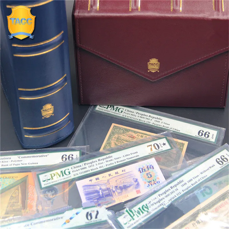 Caja de almacenamiento para Estuche de Cuero Soporte de divisas PMG calificado Billetes Papel Moneda