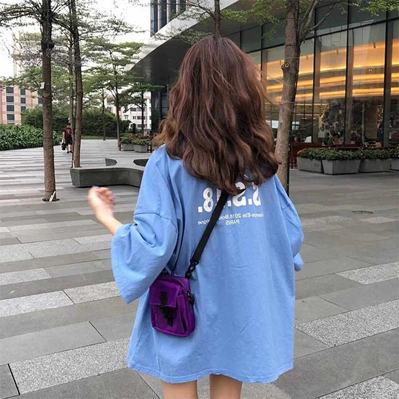 Женские футболки Ulzzang большие свободные женские топы с буквенным принтом женская