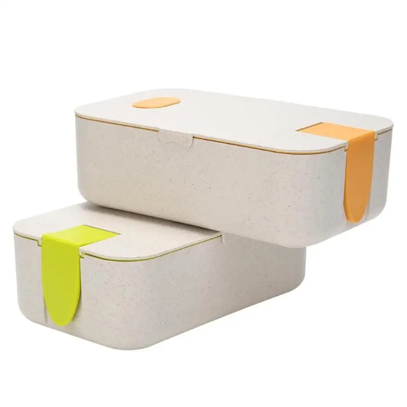 Разлагаемый однослойный Bento Box Пшеничная солома Ланч герметичный свежий подходит для нагревания в микроволновке коробка с стойка для мобильного телефона